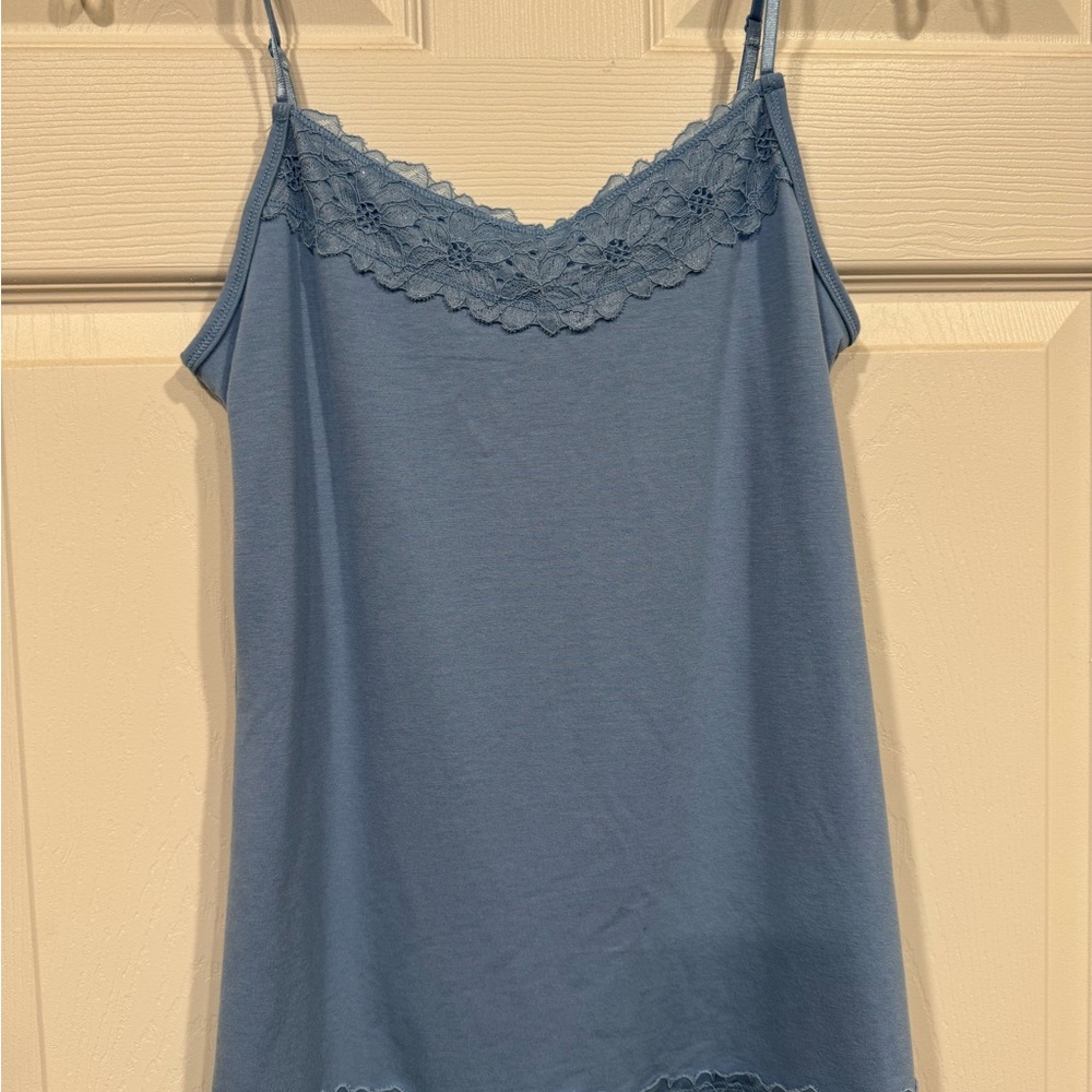 Blue Lace Trim Cami Top